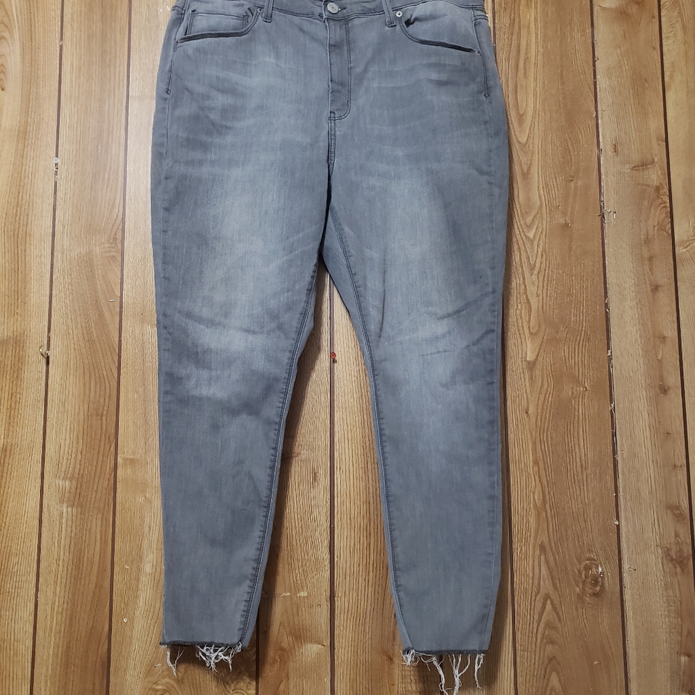 Gray Stretch High Rise Ankle Jeggings Sz 20 Lightly Distressed Cotton Blend